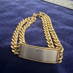 Vintage Speidel Men's Gold Tone Plated Curb Link ID Bracelet Blank Unengraved